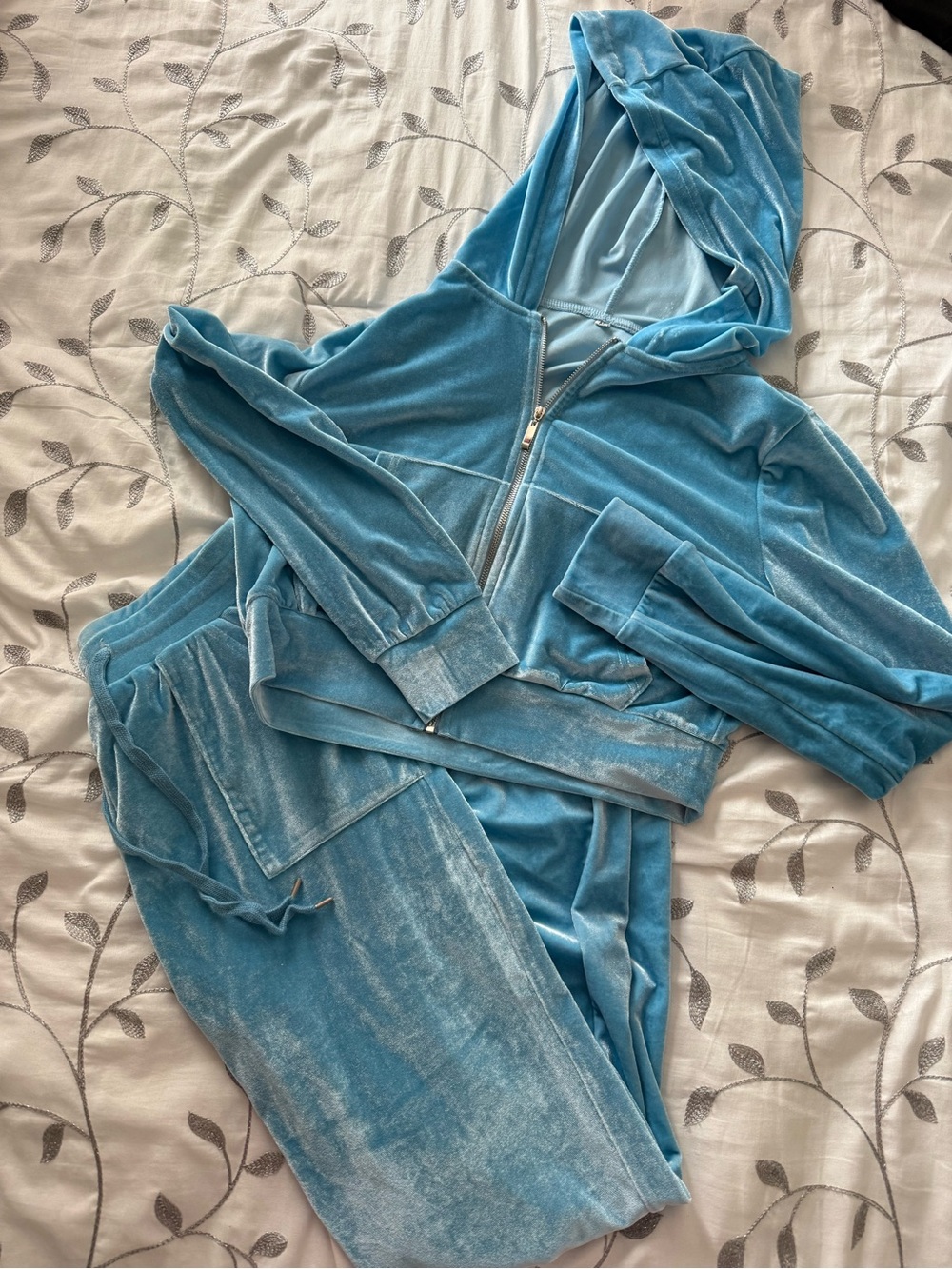 Amazon Light Blue Velvet Track Suit